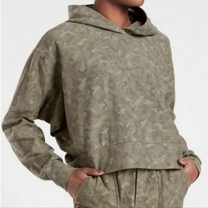 Athleta Farallon Green Camo Crop Hoodie